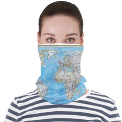 Blue White And Green World Map National Geographic Face Seamless Bandana (adult) by B30l