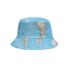 Blue White And Green World Map National Geographic Bucket Hat (kids) by B30l