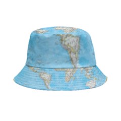 Blue White And Green World Map National Geographic Inside Out Bucket Hat by B30l