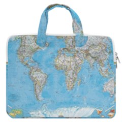 Blue White And Green World Map National Geographic Macbook Pro 13  Double Pocket Laptop Bag by B30l