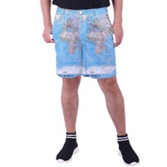 Blue White And Green World Map National Geographic Men s Pocket Shorts by B30l