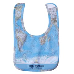 Blue White And Green World Map National Geographic Baby Bib by B30l