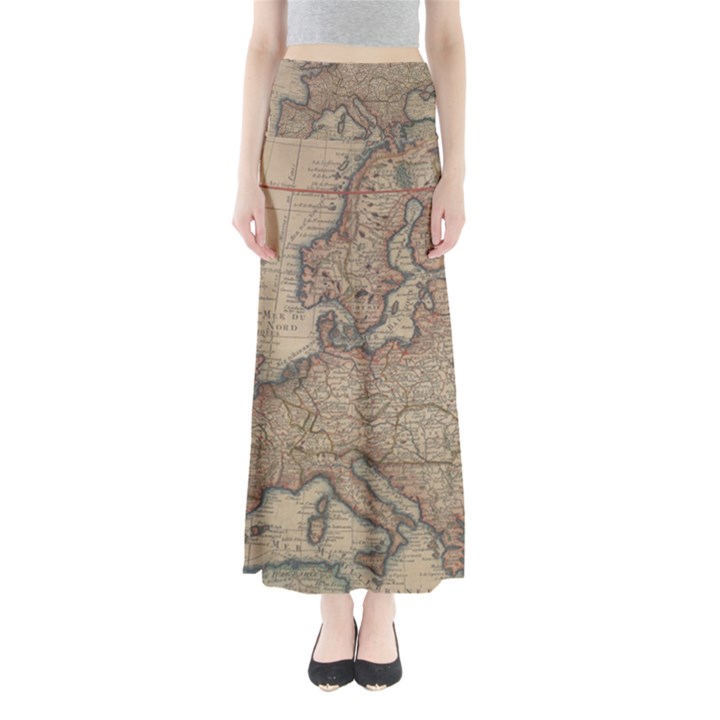 Old Vintage Classic Map Of Europe Full Length Maxi Skirt