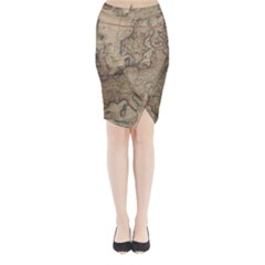 Old Vintage Classic Map Of Europe Midi Wrap Pencil Skirt by B30l