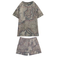 Old Vintage Classic Map Of Europe Kids  Swim Tee And Shorts Set by B30l