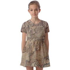 Old Vintage Classic Map Of Europe Kids  Short Sleeve Pinafore Style Dress by B30l