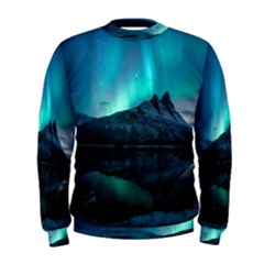 Aurora Borealis Mountain Reflection Men s Sweatshirt