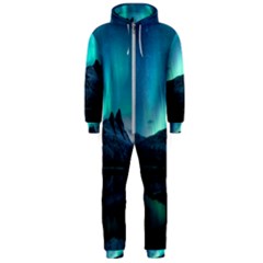 Aurora Borealis Mountain Reflection Hooded Jumpsuit (men) by B30l