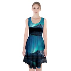 Aurora Borealis Mountain Reflection Racerback Midi Dress by B30l