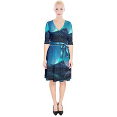 Aurora Borealis Mountain Reflection Wrap Up Cocktail Dress by B30l