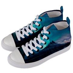 Aurora Borealis Mountain Reflection Women s Mid-top Canvas Sneakers by B30l