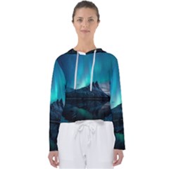 Aurora Borealis Mountain Reflection Women s Slouchy Sweat