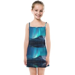 Aurora Borealis Mountain Reflection Kids  Summer Sun Dress by B30l