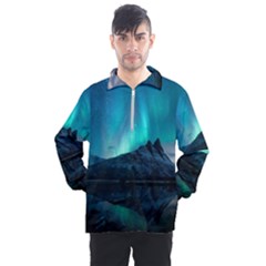 Aurora Borealis Mountain Reflection Men s Half Zip Pullover