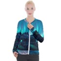 Aurora Borealis Mountain Reflection Casual Zip Up Jacket View1