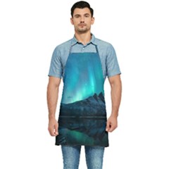 Aurora Borealis Mountain Reflection Kitchen Apron by B30l