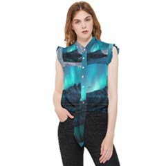 Aurora Borealis Mountain Reflection Frill Detail Shirt by B30l