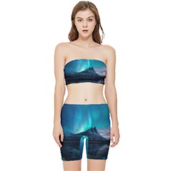 Aurora Borealis Mountain Reflection Stretch Shorts And Tube Top Set by B30l