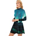 Aurora Borealis Mountain Reflection Long Sleeve Velour Longline Dress View2