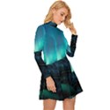 Aurora Borealis Mountain Reflection Long Sleeve Velour Longline Dress View3