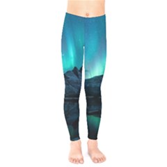 Aurora Borealis Mountain Reflection Kids  Classic Winter Leggings