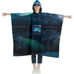 Aurora Borealis Mountain Reflection Women s Hooded Rain Ponchos by B30l