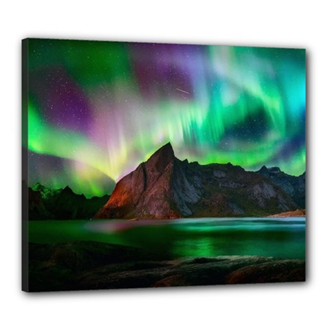 Aurora Borealis Nature Sky Light Canvas 24  X 20  (stretched) by B30l