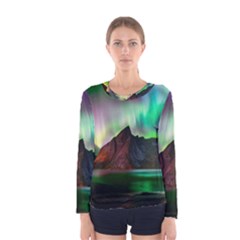 Aurora Borealis Nature Sky Light Women s Long Sleeve Tee