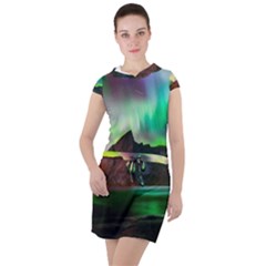 Aurora Borealis Nature Sky Light Drawstring Hooded Dress by B30l