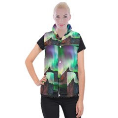 Aurora Borealis Nature Sky Light Women s Button Up Vest