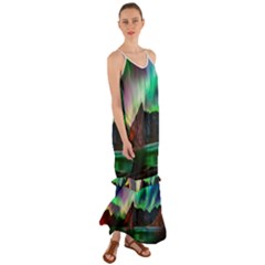 Aurora Borealis Nature Sky Light Cami Maxi Ruffle Chiffon Dress by B30l