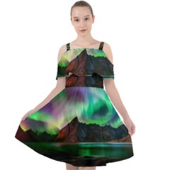 Aurora Borealis Nature Sky Light Cut Out Shoulders Chiffon Dress by B30l