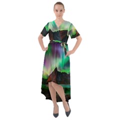 Aurora Borealis Nature Sky Light Front Wrap High Low Dress