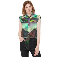 Aurora Borealis Nature Sky Light Frill Detail Shirt by B30l