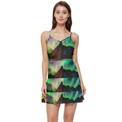 Aurora Borealis Nature Sky Light Short Frill Dress by B30l