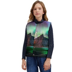 Aurora Borealis Nature Sky Light Kid s Short Button Up Puffer Vest	