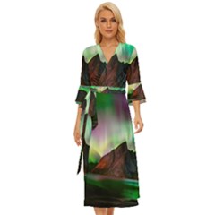 Aurora Borealis Nature Sky Light Midsummer Wrap Dress by B30l