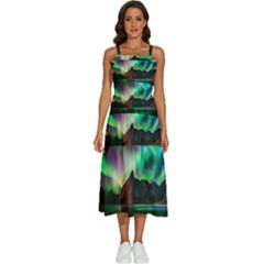 Aurora Borealis Nature Sky Light Sleeveless Shoulder Straps Boho Dress by B30l