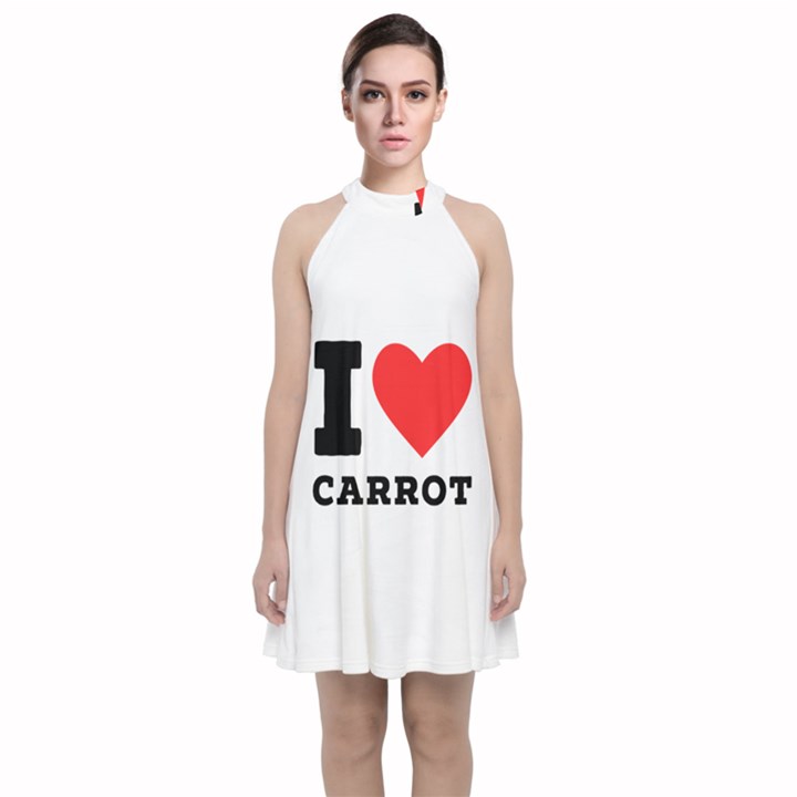 I love carrots  Velvet Halter Neckline Dress 