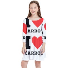 I Love Carrots  Kids  Quarter Sleeve Skater Dress by ilovewhateva