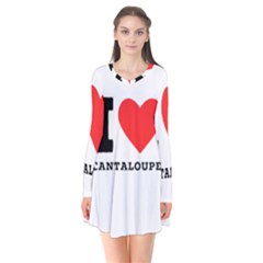 I Love Cantaloupe  Long Sleeve V-neck Flare Dress by ilovewhateva