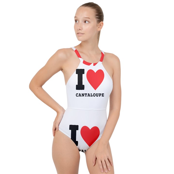 I love cantaloupe  High Neck One Piece Swimsuit