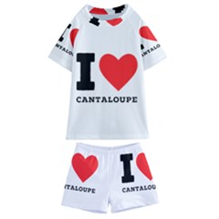 I Love Cantaloupe  Kids  Swim Tee And Shorts Set by ilovewhateva