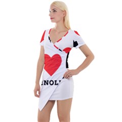 I Love Cannoli  Short Sleeve Asymmetric Mini Dress by ilovewhateva