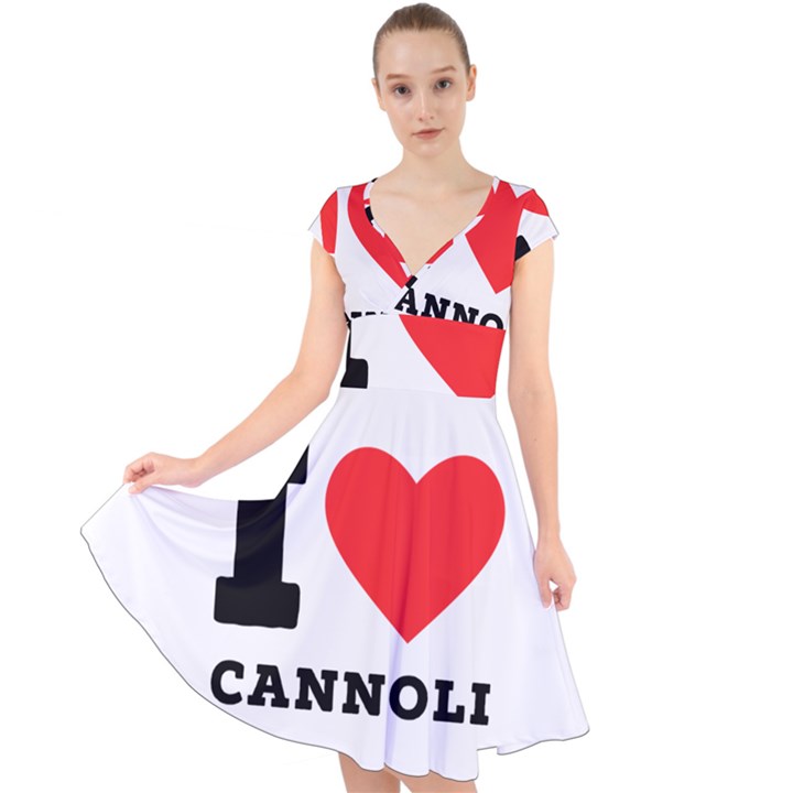 I love cannoli  Cap Sleeve Front Wrap Midi Dress