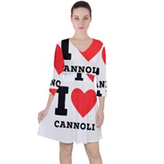 I Love Cannoli  Quarter Sleeve Ruffle Waist Dress by ilovewhateva