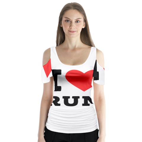 I Love Rum Butterfly Sleeve Cutout Tee  by ilovewhateva