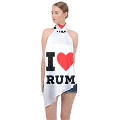 I Love Rum Halter Asymmetric Satin Top by ilovewhateva