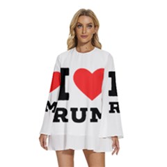 I Love Rum Round Neck Long Sleeve Bohemian Style Chiffon Mini Dress by ilovewhateva