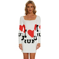 I Love Rum Long Sleeve Square Neck Bodycon Velvet Dress